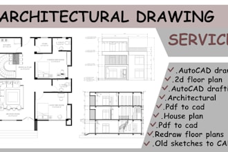 do autocad drafting, 2d floor plan, architectural drawing and pdf to cad