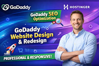 godaddy website design or redesign, godaddy seo, hostinger business website