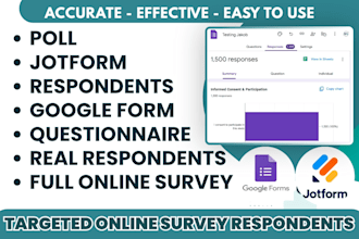 recruit 1000 targeted survey respondents to fill google forms jotform typeform