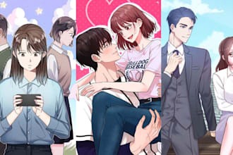 draw webtoon cover art, light novel, novel art, cover art, character design
