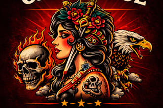 design custom tattoo in dark realism or old school