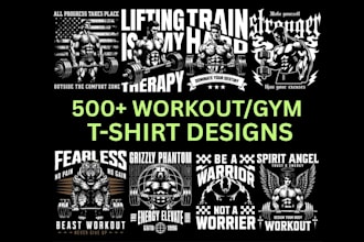 do premium logo and tshirt design for gym fitness yoga brand