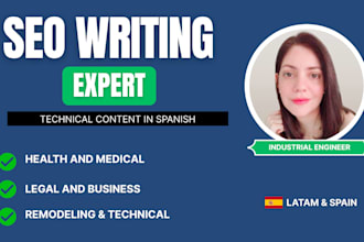 write expert SEO writing and technical content in spanish
