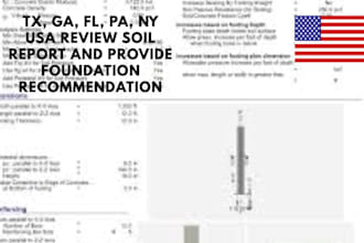 tx, ga, fl, pa, ny usa review soil report and provide foundation recommendation
