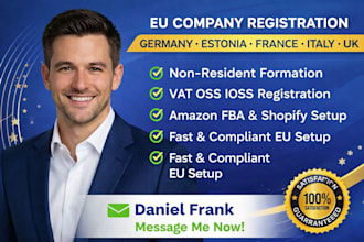 register company in germany estonia france italy UK with eu vat oss ioss