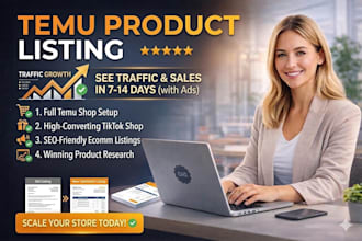 setup temu product listing, temu shop and tiktok shop with tiktok ads