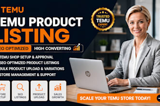 setup temu shop, temu product listing, product upload and store management