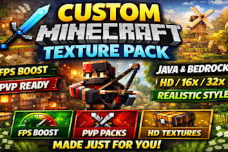 create custom minecraft texture pack HD pvp fps boost java bedrock