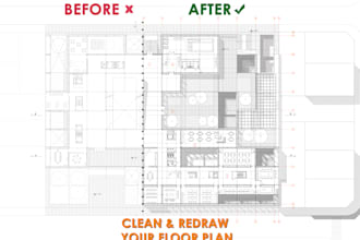 clean and redraw your floor plan professionally in autocad