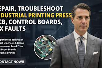repair, troubleshoot industrial printing press pcb,  control boards, fix faults