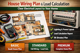 design house wiring plan with load calculation and clear electrical layout