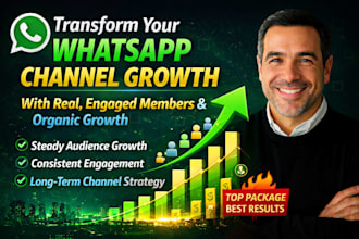 grow your whatsapp channel to 50k members and increase followers using powerful