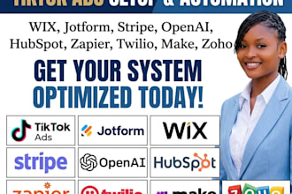 integrate tiktok ads jotform wix stripe open ai hubspot zapier twilio make zoho
