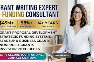 do grant writing, grant proposals, grant applications and investors pitch deck