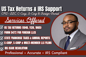 prepare us tax return, state franchise taxes, annual reports as cpa