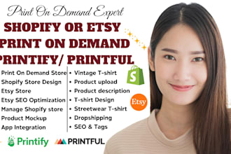setup etsy print on demand shopify store printify printful t shirt design