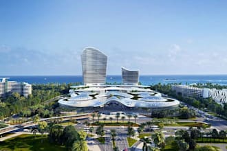 remodel 3d resort shopping complex, retails stores exterior renovation,landscape