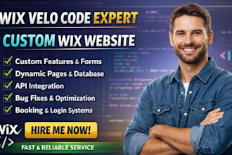 develop wix website using wix velo, wix code and custom database