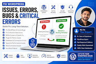 fix wordpress issues, fix wordpress error, wordpress bug fix, fix critical error