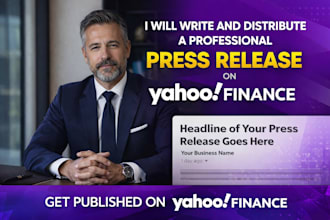 write and distribute a professional press release on yahoo finance