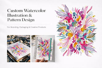paint and digitize watercolor illustrations for stickers, patterns and branding