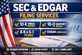 prepare and file sec 10k, 10q, 8k, s1 reports and manage edgar compliance