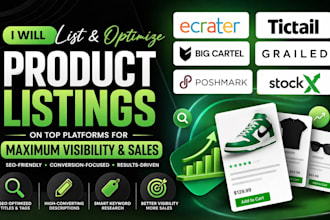 ecrater tictail big cartel grailed poshmark stockx product listing optimization