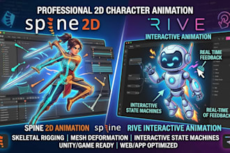 create interactive 2d skeletal animation for games and web in spine or rive