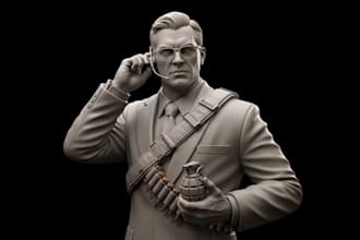 sculpt 3d character, action figure, 3d headbust toy model for games and printing
