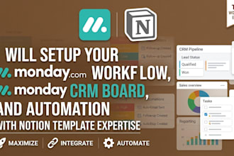 setup your monday com workflow, monday CRM board, and automation