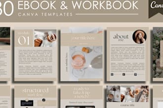 design canva ebook and editable PDF workbook for online course creators