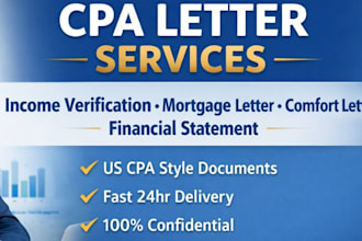 cpa letter, income verification, CPA mortgage letter and financial statement