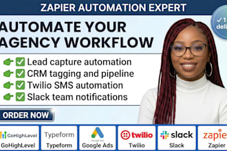 setup zapier automation gohighlevel twilio SMS connect typeform google ads slack