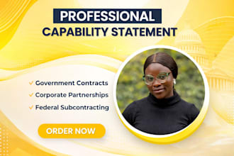 write and design government capability statement, business capability statement