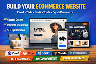 build ecommerce business website using carrd tilda dorik ycode crystalcommerce