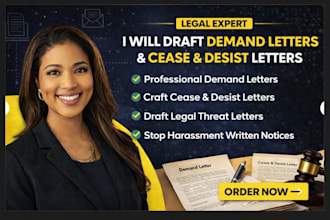 draft legal letters, cease and desist, demand letters as your lawyer