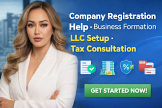 do company registration help, business formation, llc setup, tax consultation