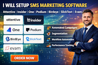 setup SMS marketing software attentive insider one podium birdeye slicktext evam