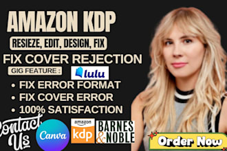 fix rejected book cover or design amazon kdp cover and kindle book formatting