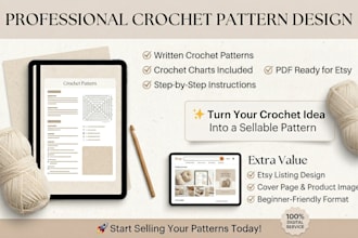 create quality crochet handmade pattern PDF tutorial video for your etsy store