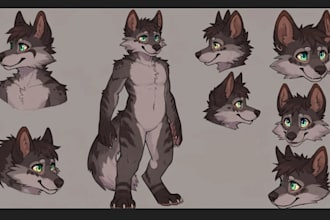 draw furry reference sheet anthro fursona character design custom ref sheet