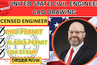 united state civil engineer cad drawing,ihio permit,alaska permit,usa stamp