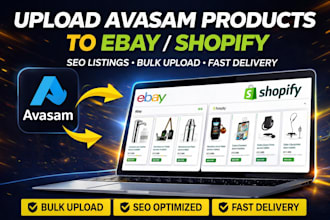 upload avasam product to ebay shopify woocommerce with seo