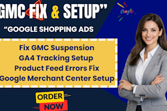 setup gmc shopping ads gmb google maps ga4 fix product feed errors  suspention