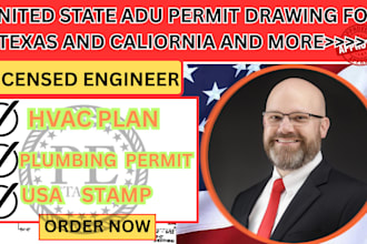 united state adu permit drawing,hvac plan,plumbing  permit,full blueprint tx,ca,