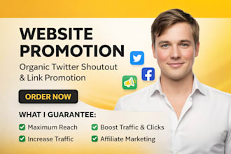 do organic twitter shoutout, share website or affiliate link to 120m audience