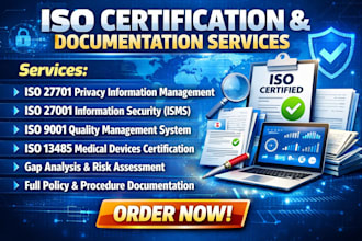 provide iso 27701, 27001, 9001 and 13485 certification and documentation
