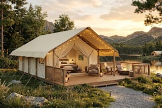 do 3d realistic rendering for beach resorts, cabana, glamping, rv park and more