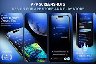 design app screenshots for play store and app store