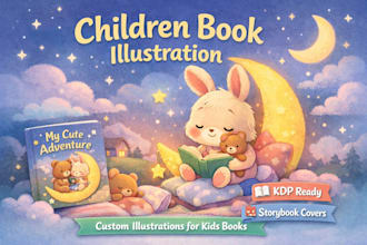 illustrate cute animal children storybook illustration  children story cover